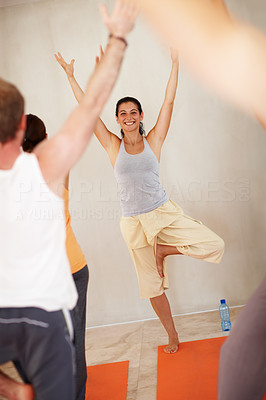 Delighted yoga instructor