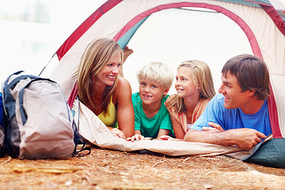Family in tent