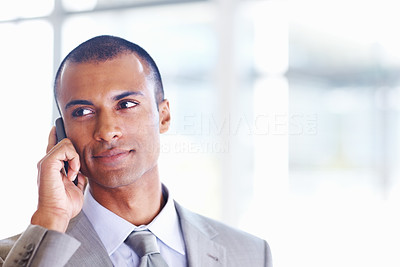 African American male executive on call