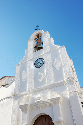 Church tower Mijas - old city of Andalusia , Spain