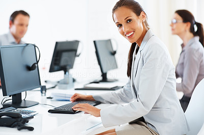 Business woman using computer