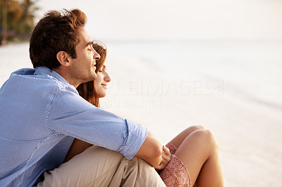 Love couple lazing on the beach - Romantic moments