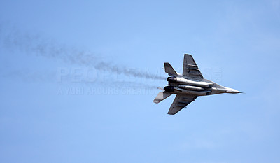 A Mig-29 \'Fulcrum\' executing a high banking Port turn at the Karup airshow.