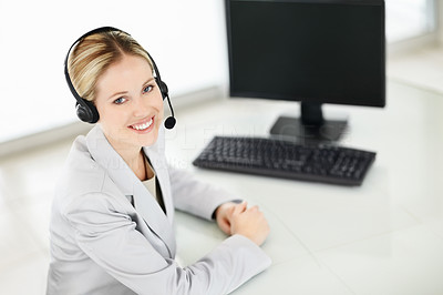 Business customer service woman smiling in an office