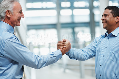 Successful teamwork - two business executives shaking hands