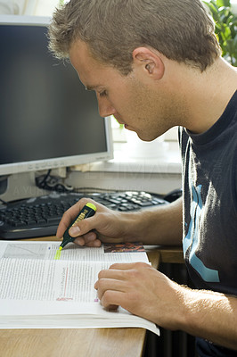 Young man studies