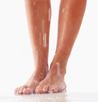 Closeup of nice wet legs on white