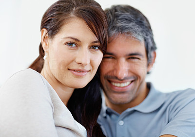 Isolated portrait of a happy mature couple