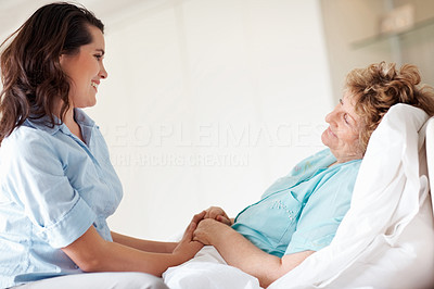 Female visiting her mother at the hospital