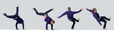 Hip hop style dancer performing a back flip