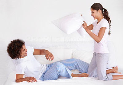 Playful pillow fight
