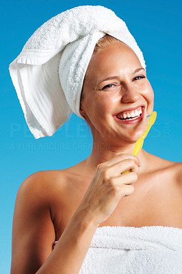Woman with tooth brush