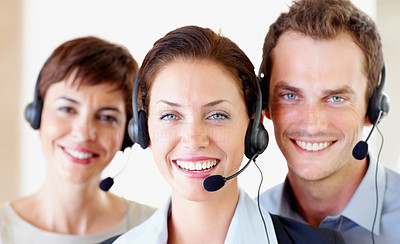 Team of happy call centre employee\'s
