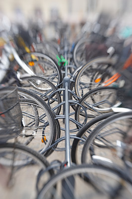 Parked bicycles - blurred