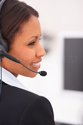 Cute young business woman with headset