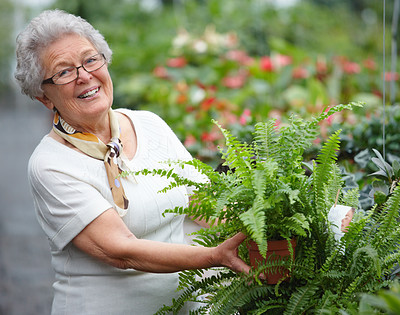 Closeup of a woman wearing glasses and gardening