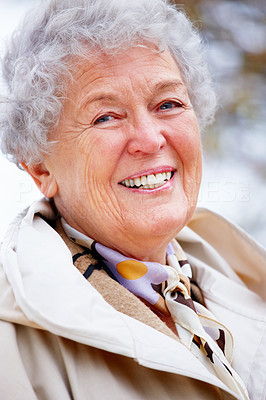 Closeup of an old woman smiling