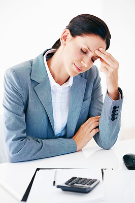 Business woman with head pain