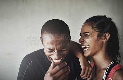 Buy stock photo Shot of a sport young couple out for a run