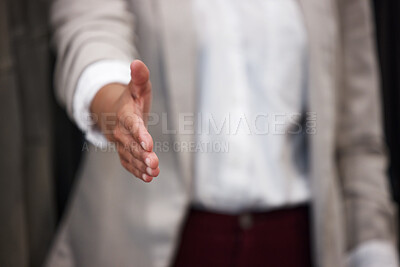 Buy stock photo Shot of a businesswoman ready to shake hands