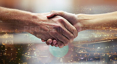 Buy stock photo Shot of two unrecognizable people shaking hands