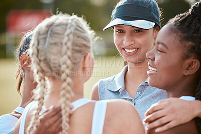 Buy stock photo Cropped shot of a group of young women standing together