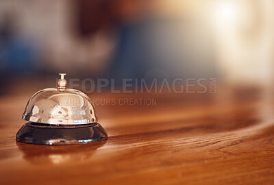 Buy stock photo Service bell at a hotel desk