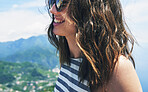 Beautiful woman smiling on travel summer vacation in Italy